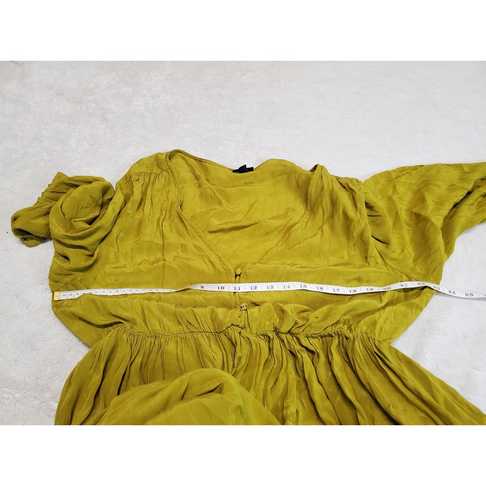 Torrid Chartreuse Green Satin Button Midi Dress 2x 18 20 Boho Bohemian Modest - Picture 5 of 7